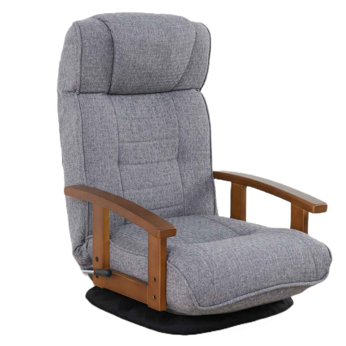 座椅子 回転式 座面高23cm 14段階リクライニング ハイバックタイプ