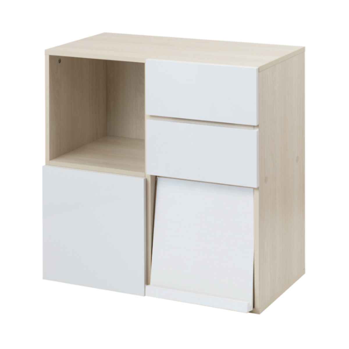 スクエアキャビネット 4パターン収納タイプ ハイグロス前板 幅70cm