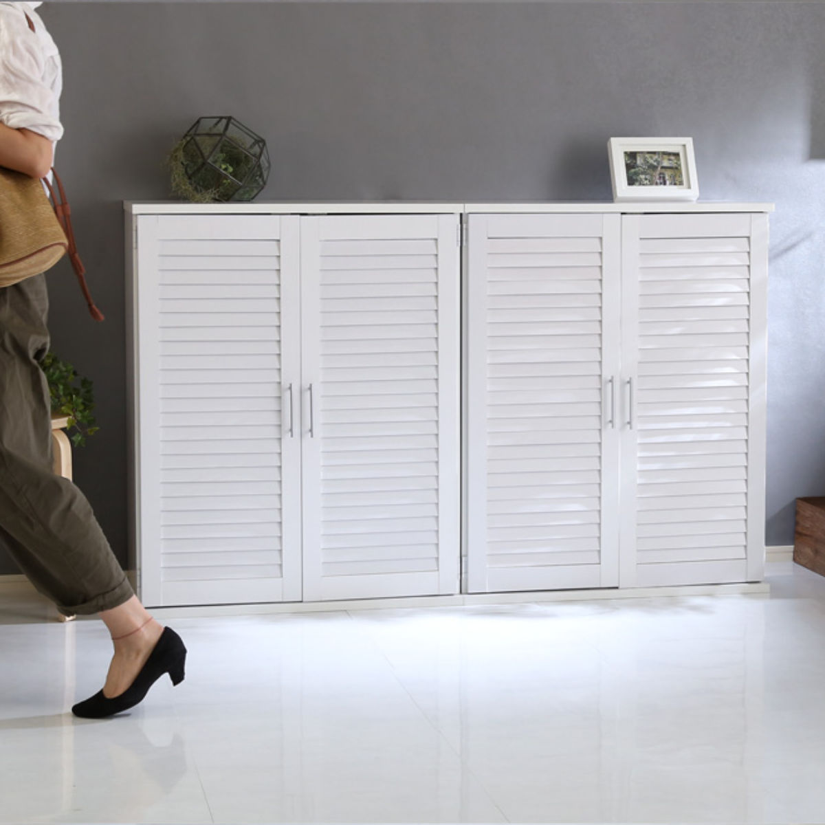 ホームテイスト（HOME taste） ルーバー扉 シューズボックス 幅75cm