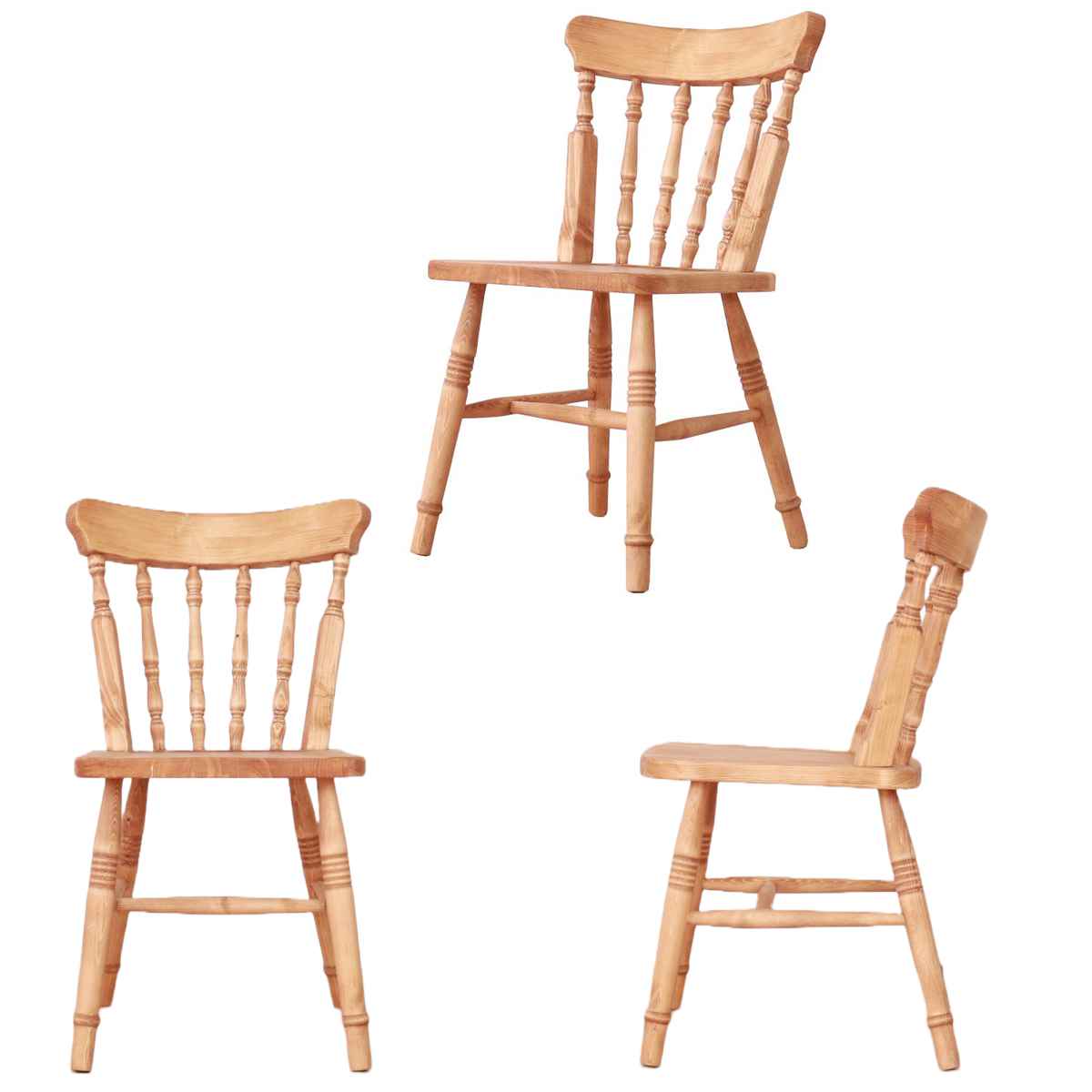 ウィンザーチェア 2脚セット 座面高44cm 天然木 カントリー調
