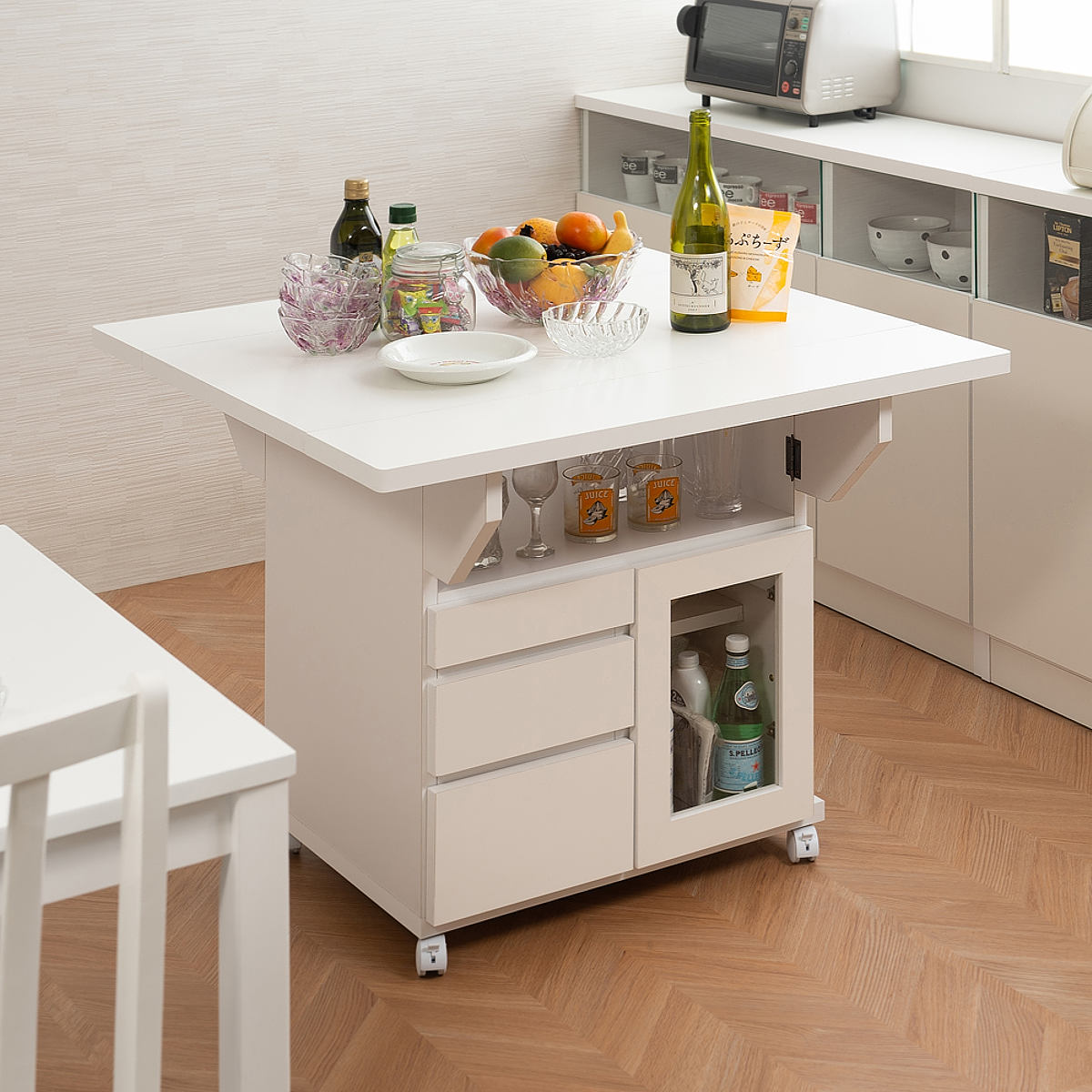 キッチンワゴン バタフライ 両バタ 日本製 約幅90cm （ キッチン