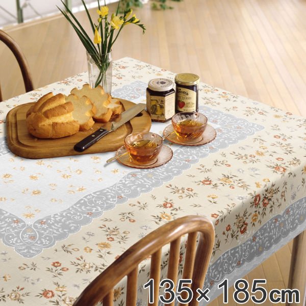 テーブルクロス 135×185cm MGプリントレース オルシア 樹脂製 日本製