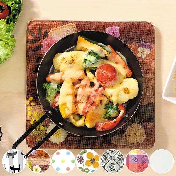 鍋敷き ガラス製 キッチントッププレート スクエア （ 耐熱プレート 鍋