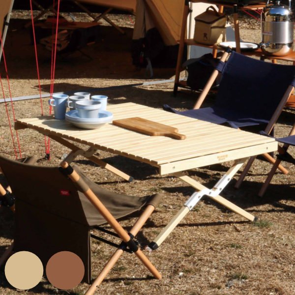 弘益 アウトドアテーブル 木製 幅100×奥行70×高さ40cm ウッドテーブル