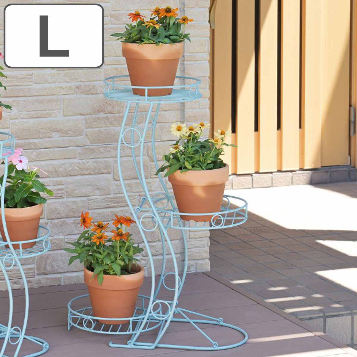 フラワースタンド 心春 S型 折りたたみ フラワーラック L ブルー