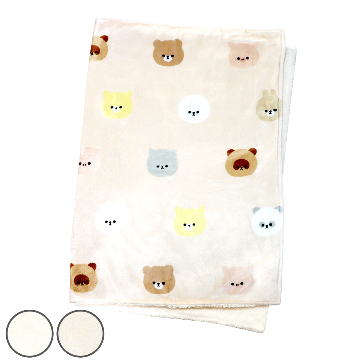 ブランケット モフモフレンズ 総柄 70x100cm フランネル 裏ボア