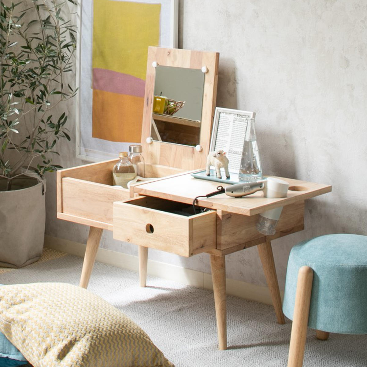 ドレッサー テーブル 幅75cm ドライヤーホルダー付 NATURAL SIGNATURE