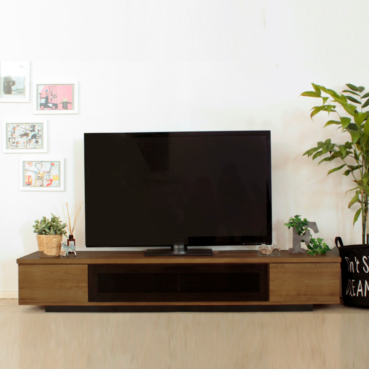 東馬（Tohma） テレビ台 ローボード シンプルモダン ダークガラス扉 幅