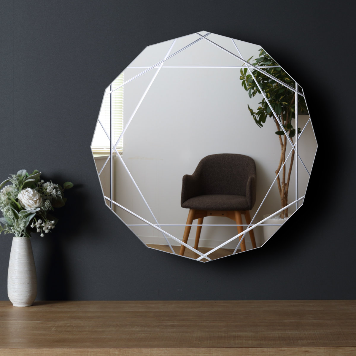 塩川光明堂 ミラー 壁掛け 62×62cm ウォールミラー モーデン （ 鏡