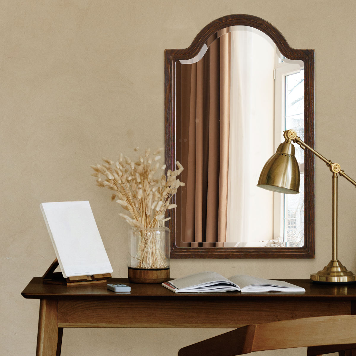 塩川光明堂 ウォールミラー 壁掛け 40×65cm 日本製 アーチ （ 鏡