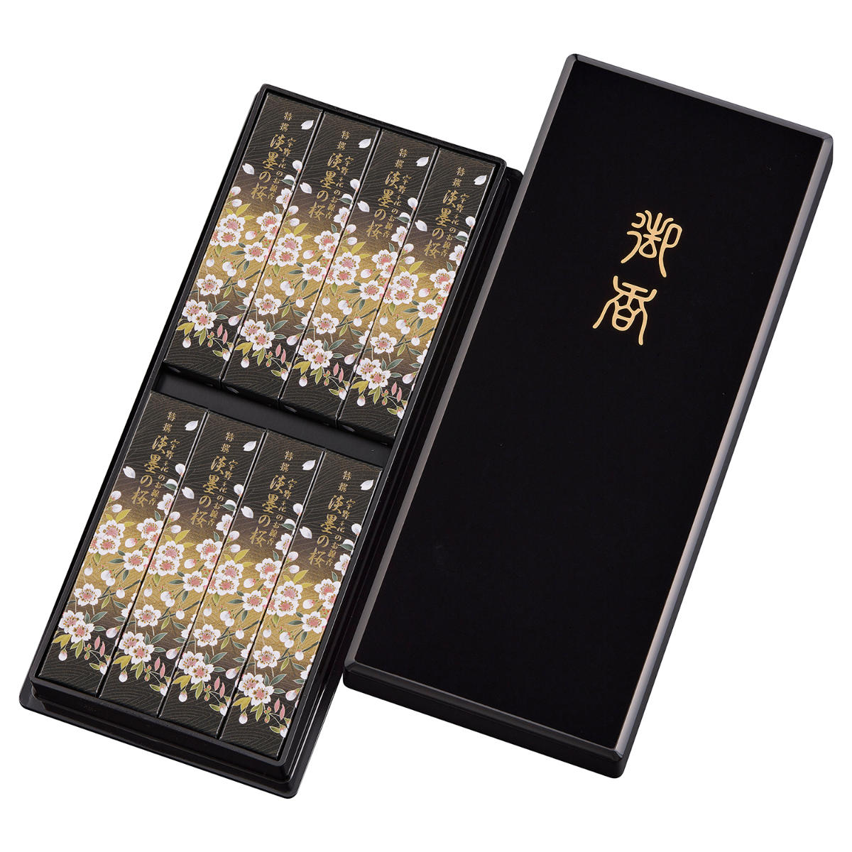 日本香堂 線香 特撰淡墨の桜 塗箱8箱入 贈答用 ギフト （ お線香 宇野