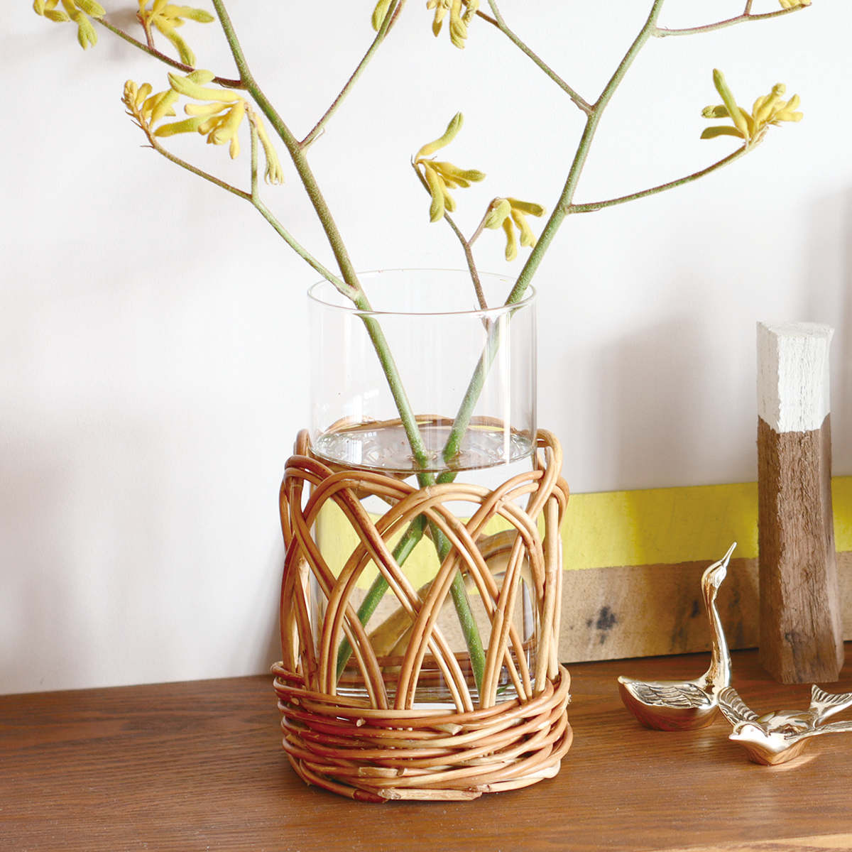 Creer 花瓶 アラログ ガラスフラワーベースA （ かご カゴ ラタン