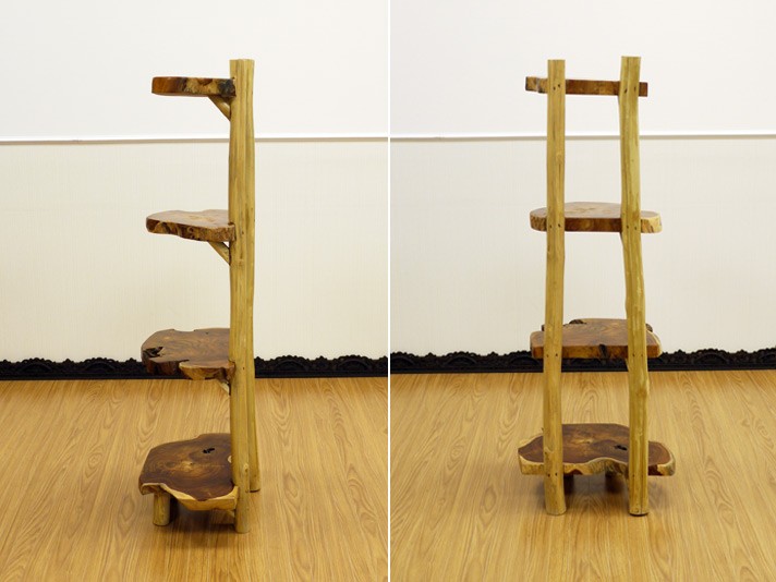 ディスプレイラック 棚 4段 アジアン家具 チーク無垢材 おしゃれ 木製