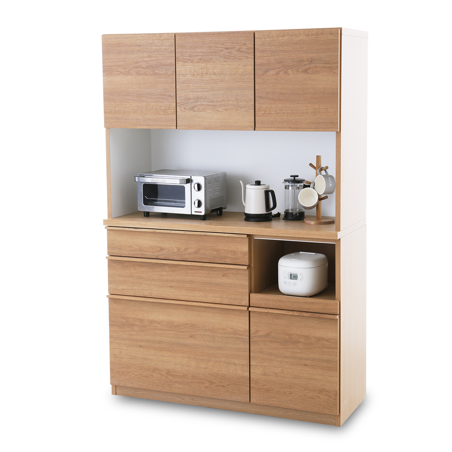 LOWYA（ロウヤ） 食器棚 おしゃれ 完成品 キッチン収納 120cm