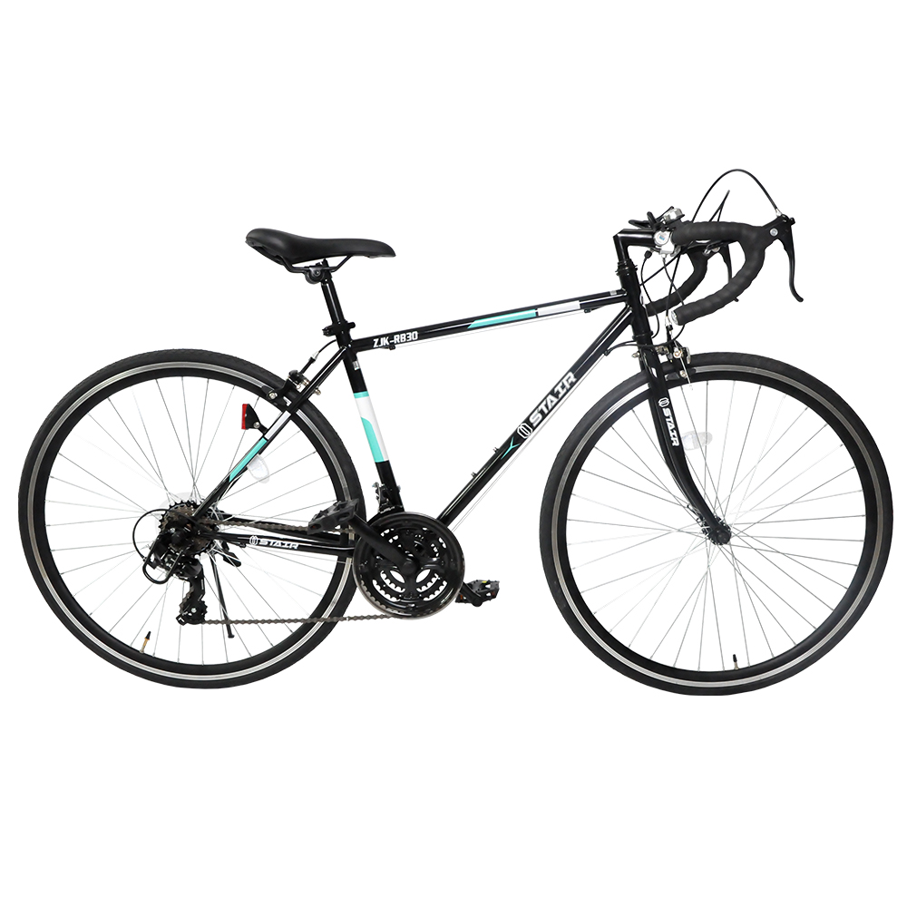 ロードバイク 700c シマノ 軽量スチールフレーム 21段変速機搭載 前輪