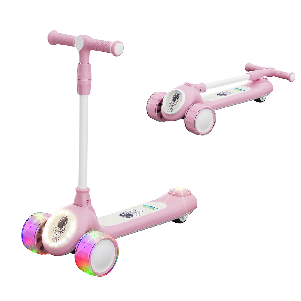 PROBASTO キックボード 子供 光るタイヤ ブレーキ付き 3輪 折りたたみ