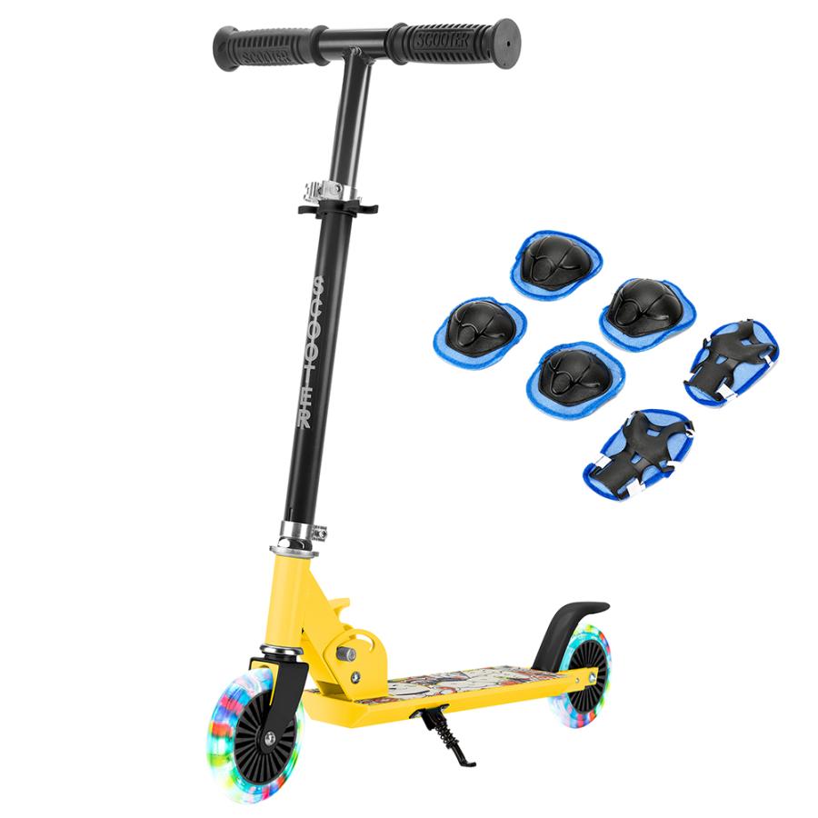 PROBASTO プロテクター付き キックボード 子供 光るタイヤ ブレーキ