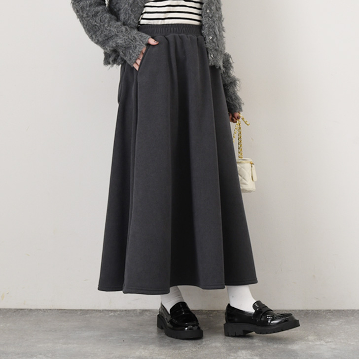 REAL STYLE ロングスカート レディース 冬 裏起毛 コーデュロイ フレア