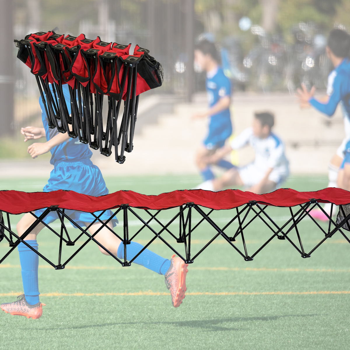 みんなのベンチ6 折りたたみ 6人掛け 組立 不要 背もたれ無し ベンチ