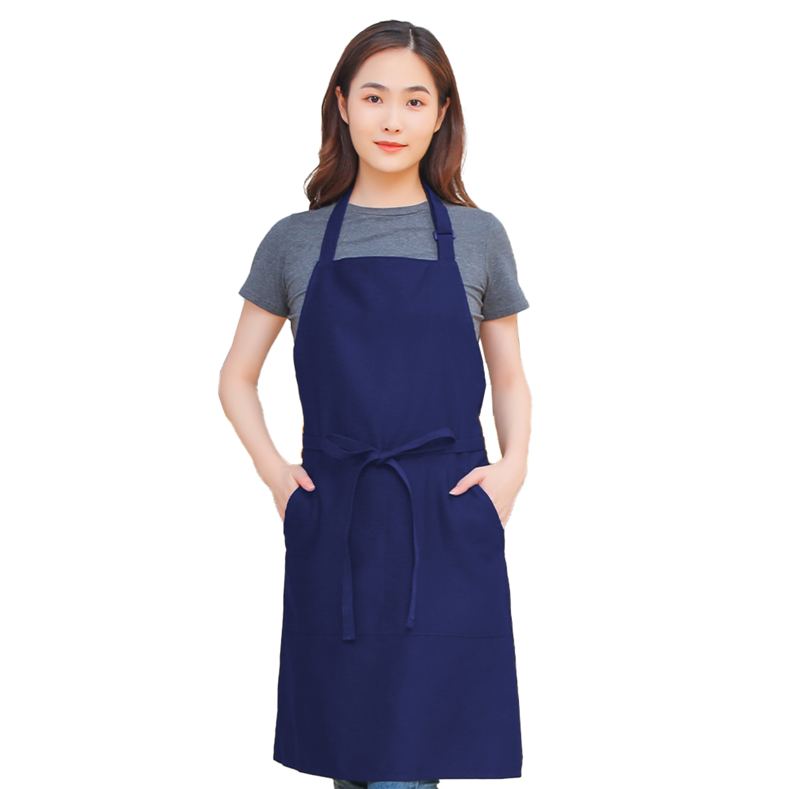 エプロン 黒 首掛け 肩掛け シンプル 長さ調整タイプ 女性用 男性用