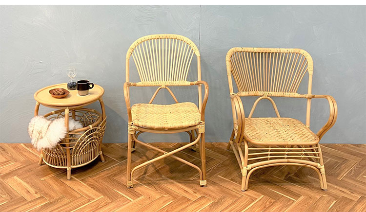 ラタンチェア 1人掛け ハイバック 完成品 定番 1人用 1P チェア 椅子