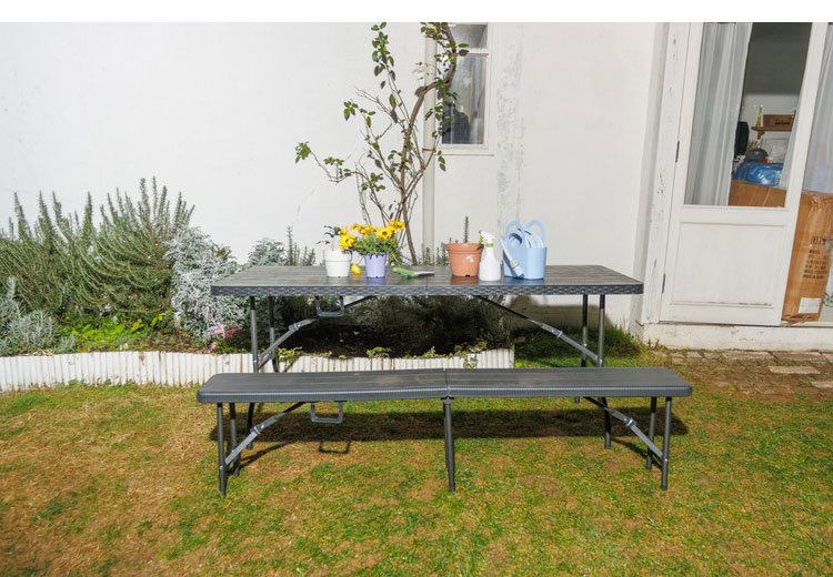 ウィッカー調折りたたみベンチ アウトドアベンチ 折りたたみ ガーデン