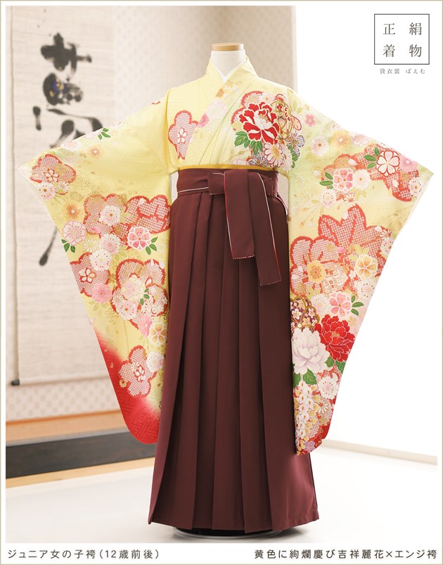 小学校卒業式 袴レンタル 女の子 正絹着物 h0258 小学生 十三参り 6