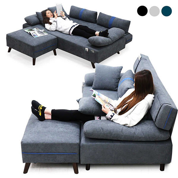 ソファベッド セミダブル カウチ 3人掛け スツール付き : 家具通販