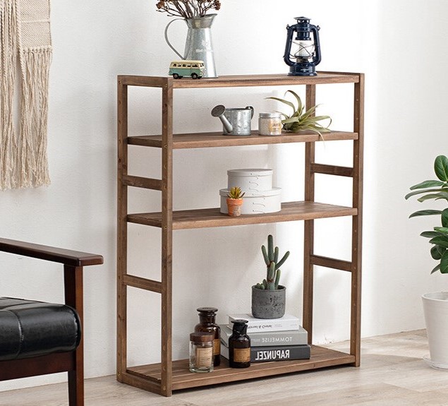 HAGiHARA（萩原） オープン ラック 4段棚 幅75 おしゃれ 北欧風 天然木