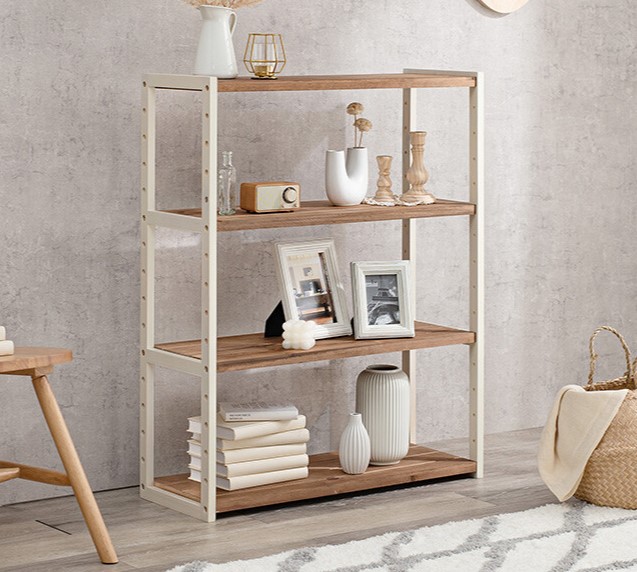 HAGiHARA（萩原） オープン ラック 4段棚 幅75 おしゃれ 北欧風 天然木