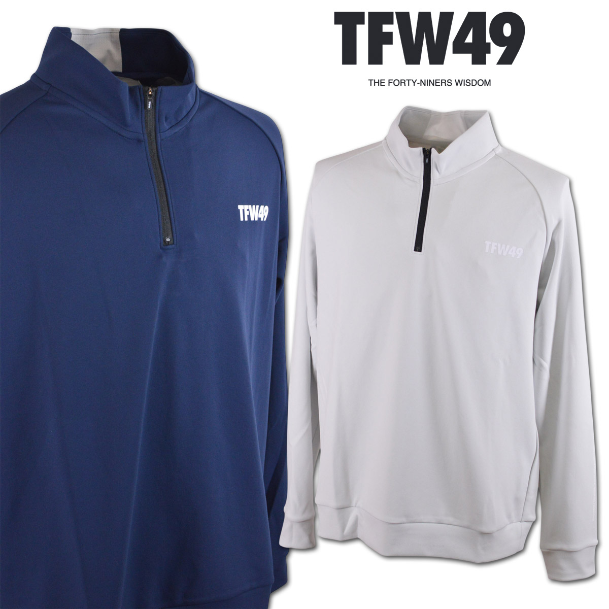 TFW49 長袖ハーフジップシャツ ゴルフウェア メンズ 秋冬用 紺 ライト