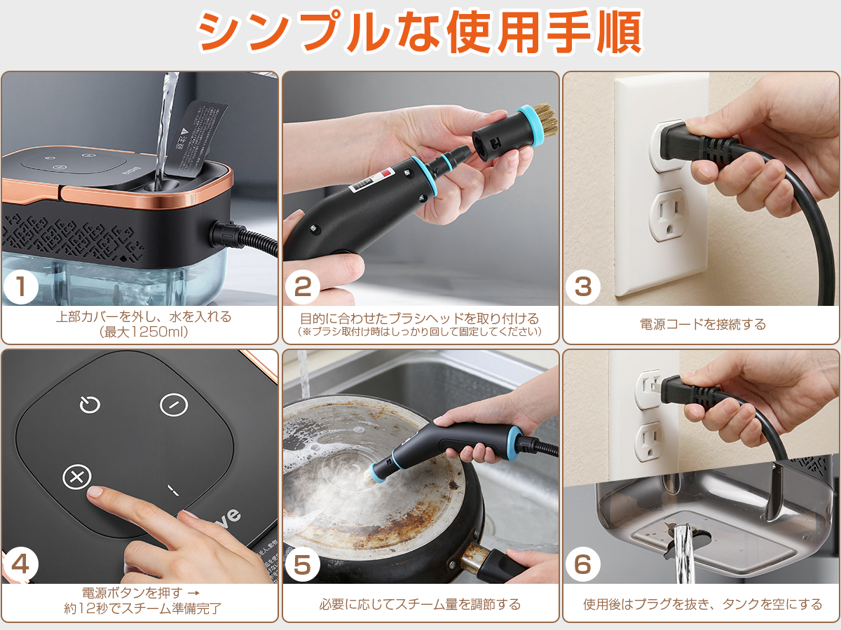 MOOSOO ＼超PayPay祭☆15980円→13980円！／スチームクリーナー160