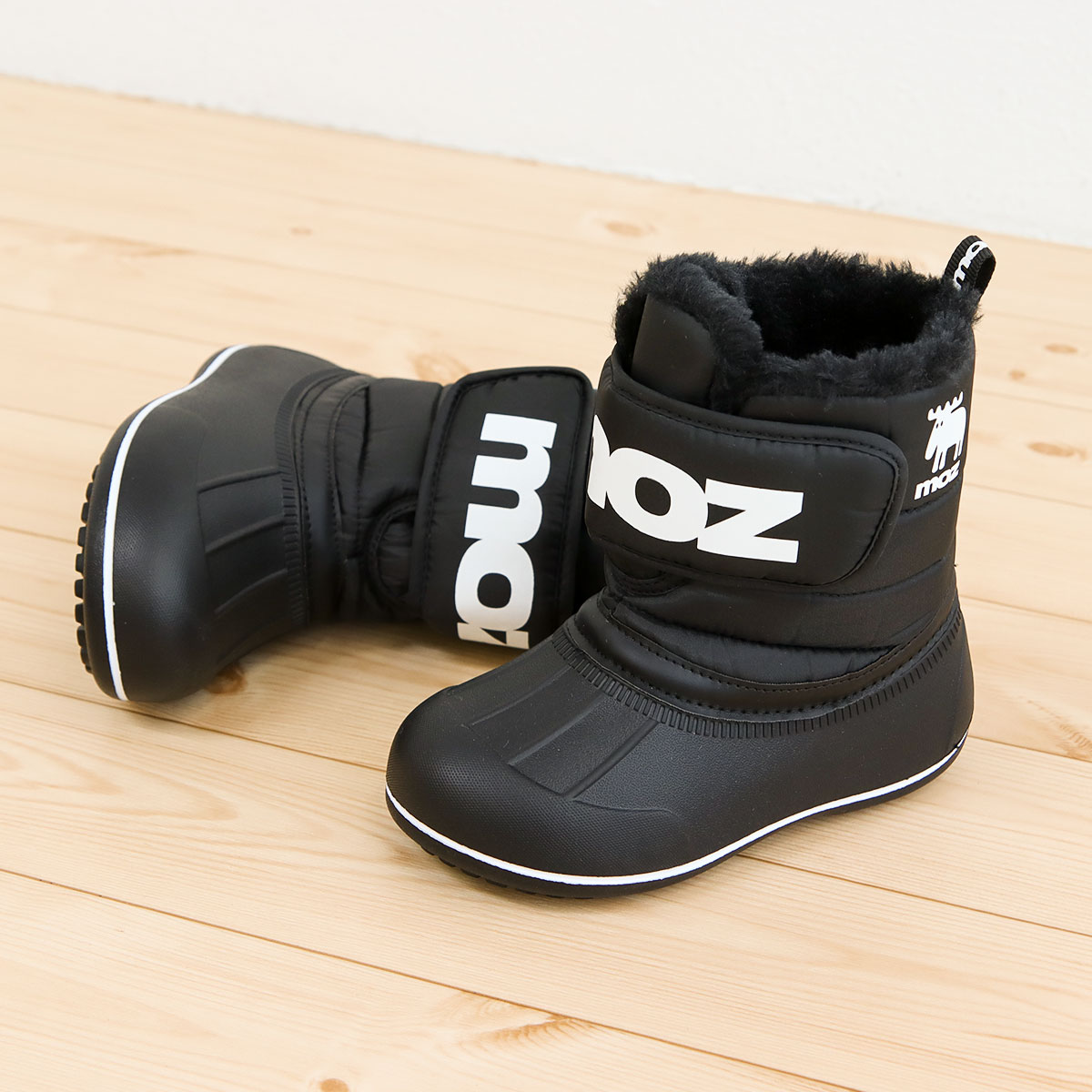 moz（モズ） スノーブーツ キッズ 防水 ショートブーツ 黒 ブーツ