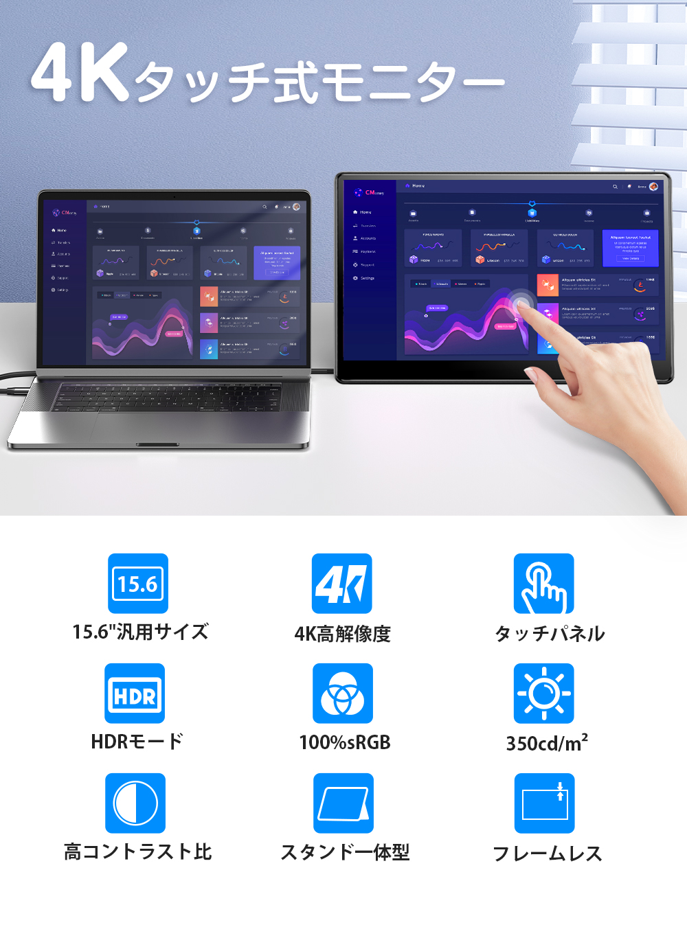 EVICIV モバイルモニター ゲーミングモニター 15.6インチ 4K