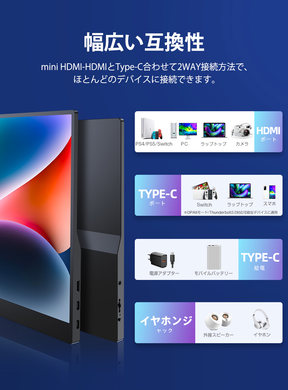 タッチパネルモニター】EVICIV モバイルモニター 15.6インチ フルHD