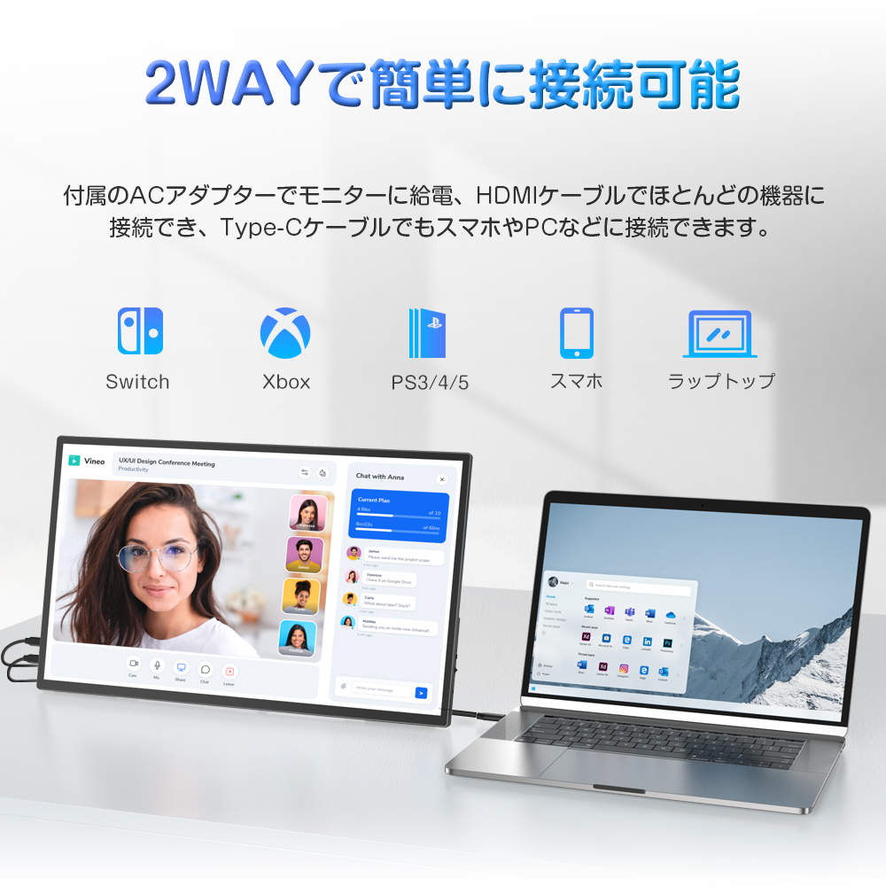 自立式モニター】EVICIV 21.5インチ 120Hz 選べるタッチ モバイル