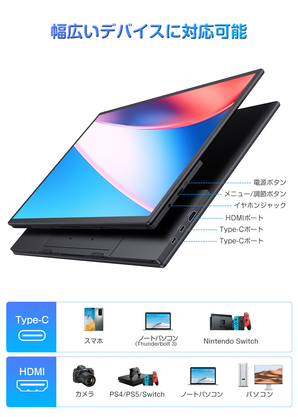 自立式モニター】EVICIV 21.5インチ 120Hz 選べるタッチ モバイル