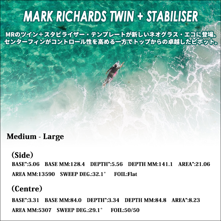 FCS 26 FCS2 フィン MR TWIN + STABILISER NG 2+1 マークリチャーズ