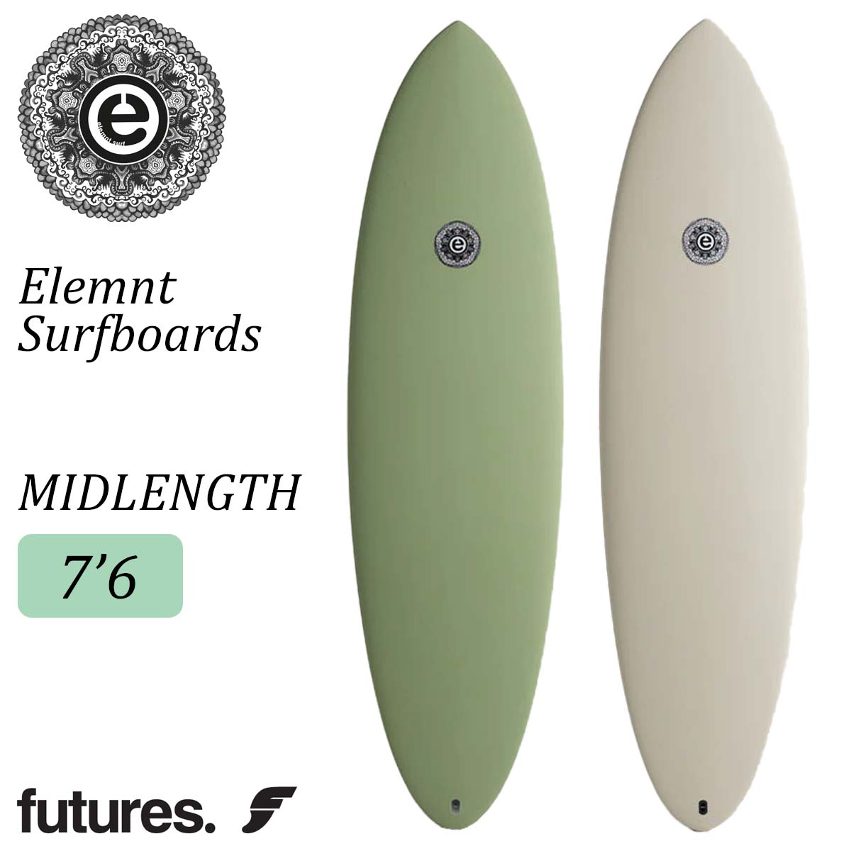25 Elemnt Surfboards エレメント サーフボード MIDLENGTH 7'6 ミッド