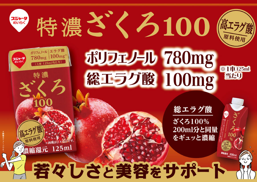 スジャータめいらく 特濃ざくろ100 125ml（12本） : スジャータ