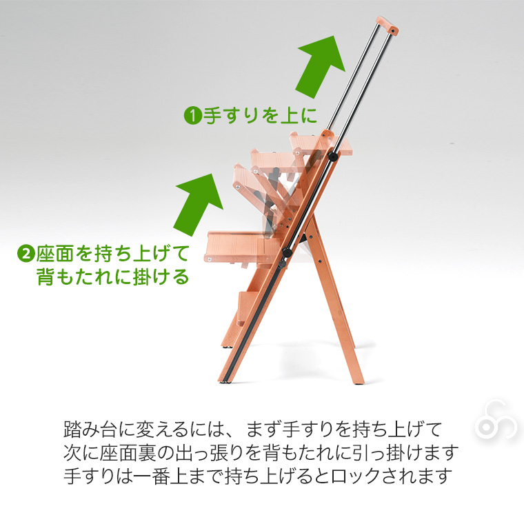 アリット ELETTA 脚立チェア 木製 ブナ 折りたたみ 踏み台 脚立