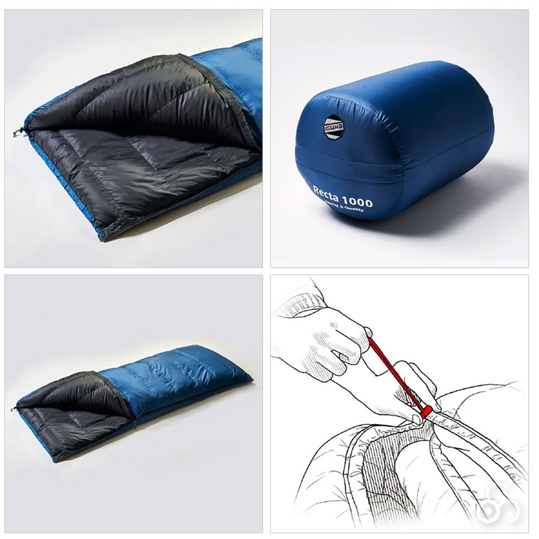 RECTA イスカ 寝袋 レクタ 1000 封筒型 ダウン 620FP QC2 推奨最低使用
