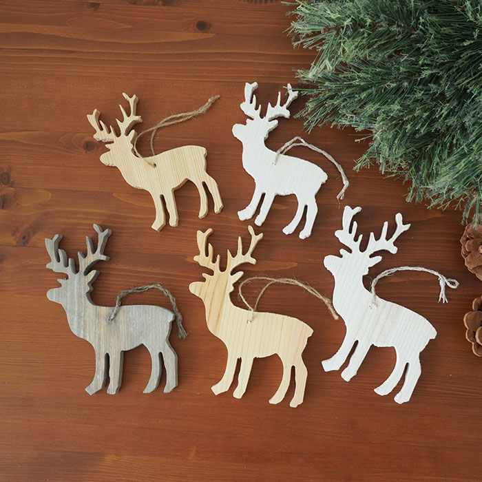 クリスマスツリー 飾り オーナメント トナカイ (大) 14cm×1.2cm