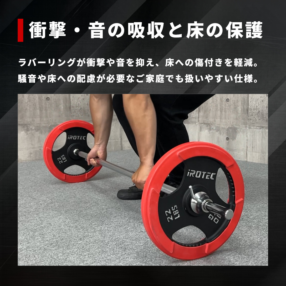 IROTEC（アイロテック） バーベル ラバープレート20KG [2枚] 穴径29mm