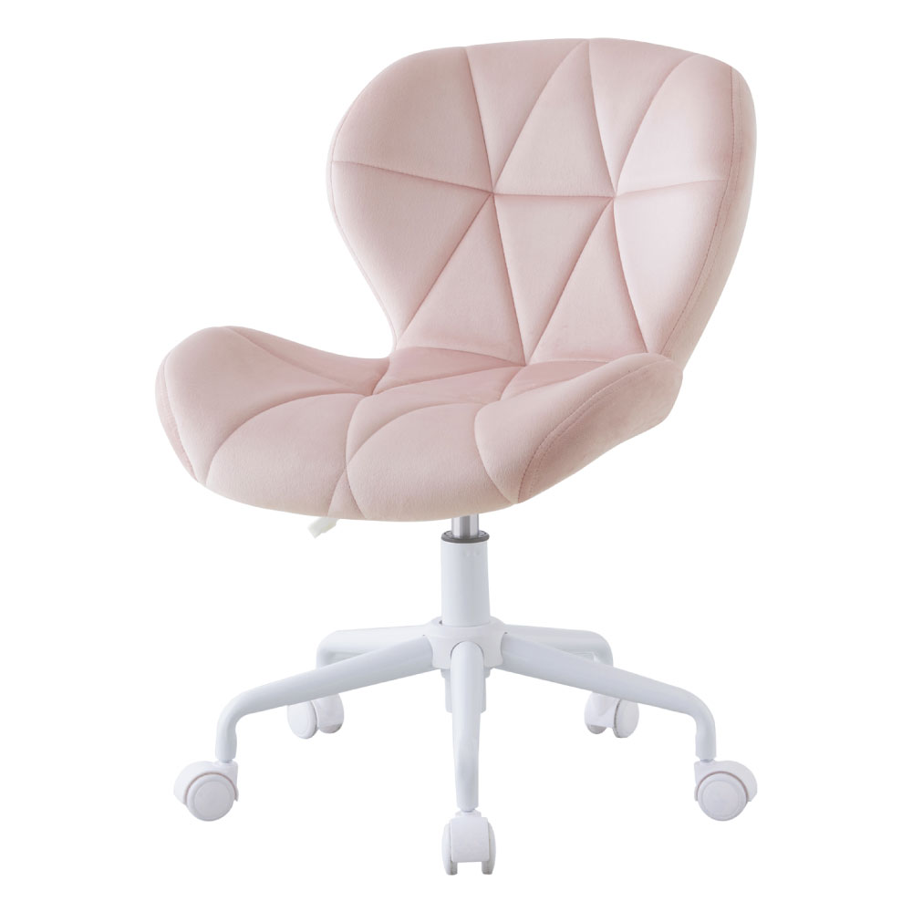 ASHEL デスクチェア おしゃれ ベロア キャスター 白脚 かわいい 韓国