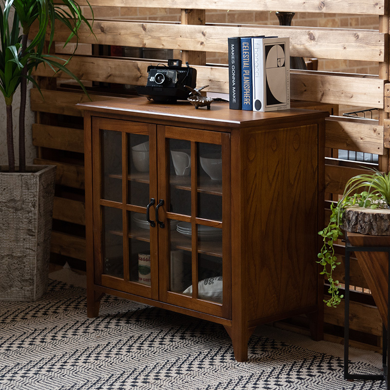 ガラス キャビネット 食器棚 おしゃれ リビング 収納 木製 天然木 幅