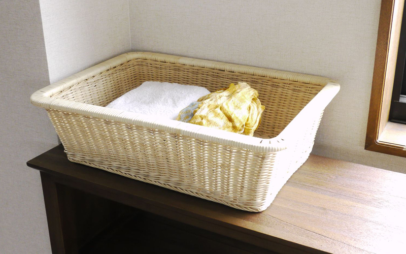 脱衣 カゴ 籐 ラタン 天然素材 旅館 銭湯 バスケット 長方形 53cm 業務