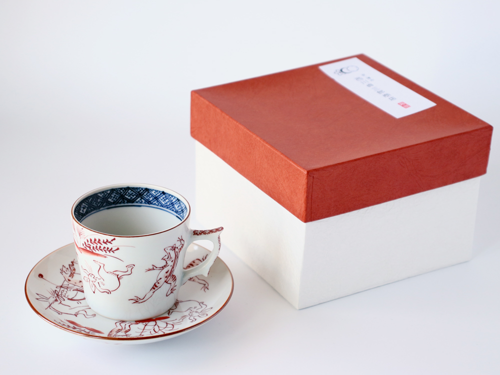 西川貞三郎商店 清水焼 マグカップ＆珈琲碗皿 セット 鳥獣戯画 京焼 染