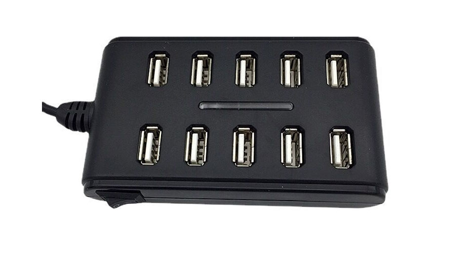 USBハブ 電源付き 10ポート 超薄型 USB2.0対応 小型 バスパワー 横置き