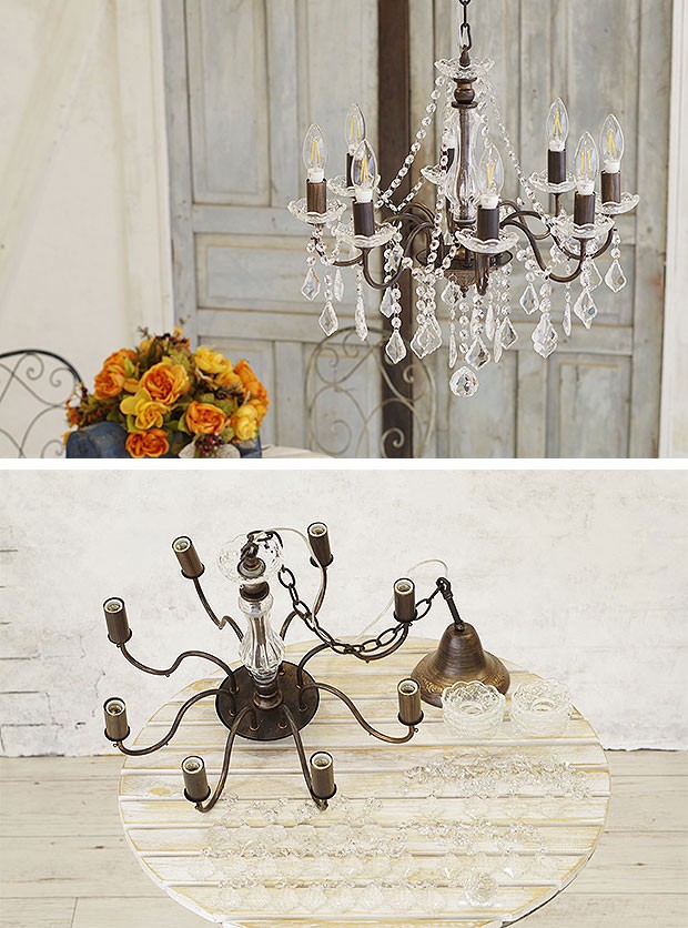 美品】コイズミ AAN485995 アンティーク 8灯シャンデリア 照明器具 美